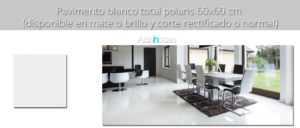Pavimento blanco total brillo porcelánico 60.5x60.5 cm. Un azulejo para suelos que creará ambientes únicos y minimalistas con efecto espejo.