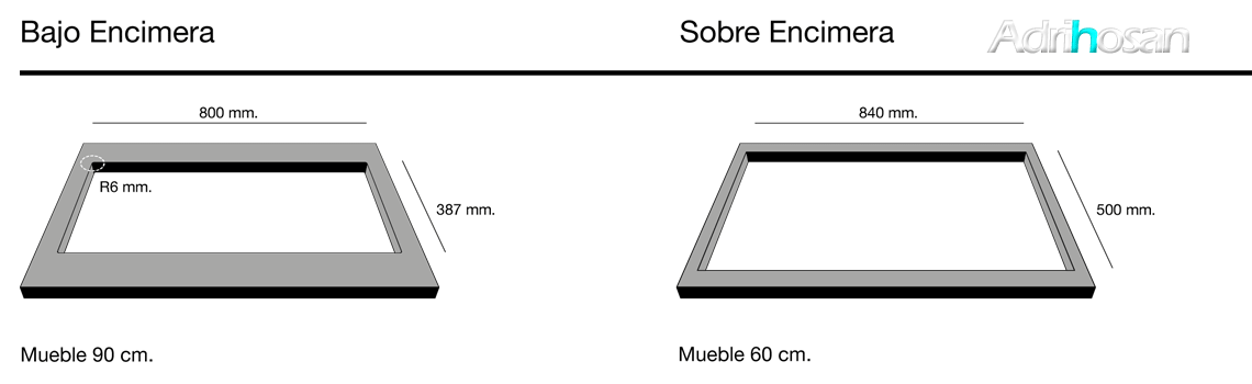 Fregadero de fibra Shira 503 brillo bajo o sobre encimera Poalgi Adrihosan