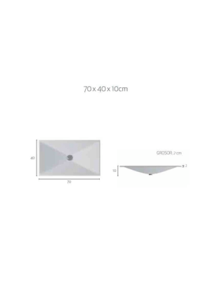 Lavabo Solid Surface rectangular Florida 70x40x10 cm blanco Adrihosan