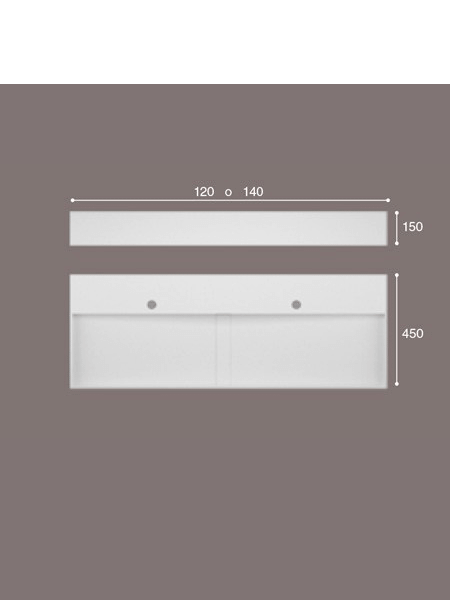 Lavabo Solid Surface rectangular New Irion 1210x460x150 cm