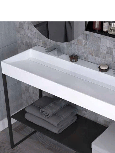 Lavabo Solid Surface rectangular quarter Irion 810-1010x450x15 cm blanco