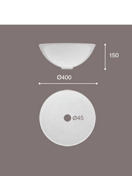 Lavabo cerámico Tipo bol D400 x 150 cm | Adrihosan