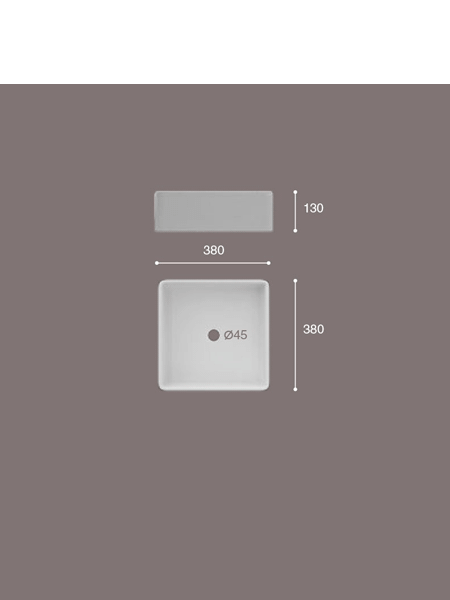 Lavabo cerámico cuadrado Apis 380 x 380 x 130 cm blanco 2 Lavabo cerámico cuadrado Apis 380 x 380 x 130 blanco | Adrihosan
