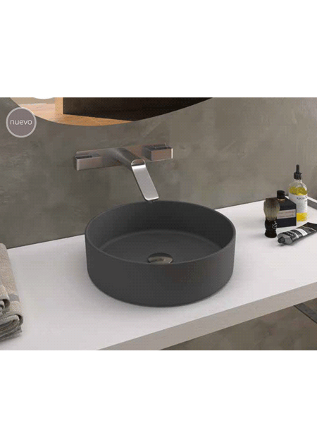 Lavabo cerámico extrafino circular Osiris D355 x 115 cm gris oscuro mate | Adrihosan