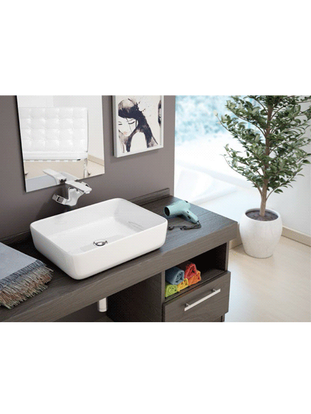 Lavabo cerámico extrafino rectangular Iris 500 x 400 x 135 cm blanco | Adrihosan