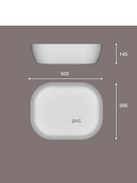 Lavabo cerámico extrafino rectangular Amur 500 x 395 x 145 cm blanco 3 Lavabo cerámico extrafino rectangular Amur 500 x 395 x 145 cm blanco | Adrihosan