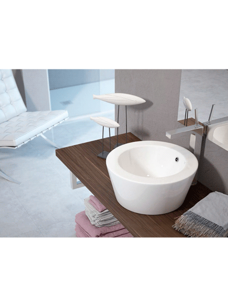 Lavabo cerámico extragrueso circular Menfis D460 x 200 cm blanco | Adrihosan