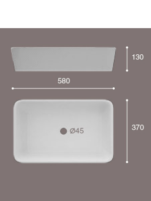 Lavabo cerámico rectangular Keops 580 x 370 x 130 cm blanco | Adrihosan