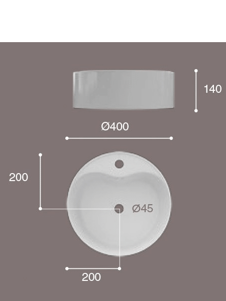 Lavabo cerámico redondo round mini D 41 x 145 cm blanco 2 Lavabo cerámico redondo round mini D 41 x 145 cm blanco | Adrihosan