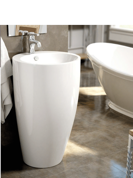 Lavabo de pie cerámico circular Pietro d490 x 820 cm blanco | Adrihosan