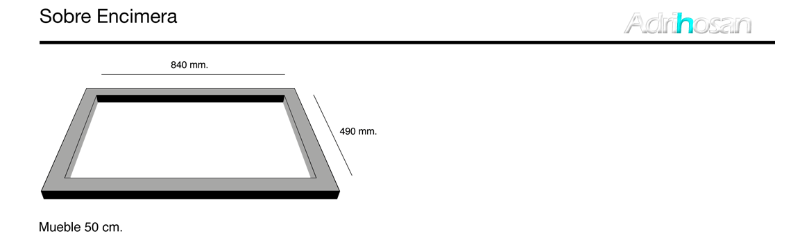 Fregadero de fibra Kuma 303 brillo sobre encimera Poalgi Adrihosan