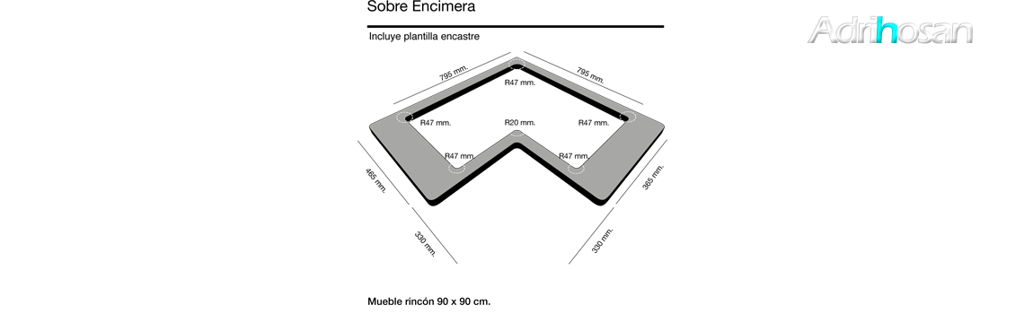 Fregadero sintético Basic Jade brillo sobre encimera Poalgi Adrihosan Fregadero sintético Basic Jade brillo sobre encimera Poalgi Adrihosan