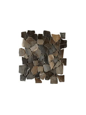 Malla de piedra canto rodado Rocaplana negro 30x30 cm. Canto rodado aplanado de piedra natural ideal para decoraciones de platos de ducha y exteriores.