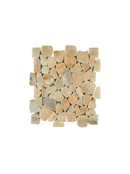 Malla de piedra canto rodado Rocaplana onix 30x30 cm. Canto rodado aplanado de piedra natural ideal para decoraciones de platos de ducha y exteriores.