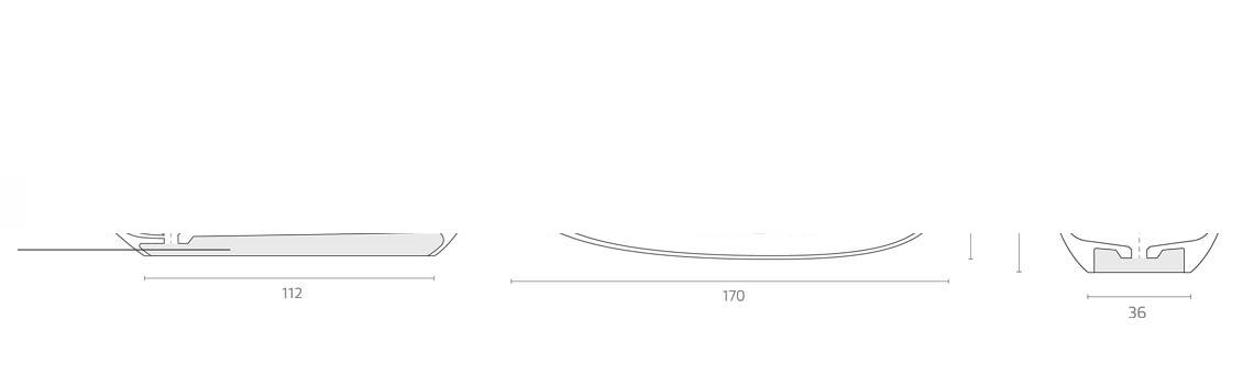 Bañera exenta Solid Surface Turkana 170x75 cm.Bañera de libre instalación con rebosadero interno. Una bañera de líneas curvas con una frágil curvatura.