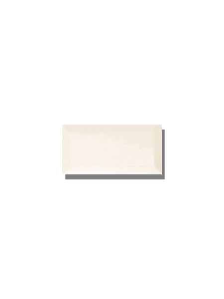 Azulejo biselado tipo metro blanco mate 7.5x15 cm. Revestimiento biselado bicocción para decoraciones estilo vintage en baños o cocinas.