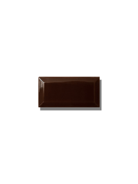 Azulejo biselado tipo metro chocolate 7.5x15 cm. Revestimiento biselado bicocción para decoraciones estilo vintage en baños o cocinas.
