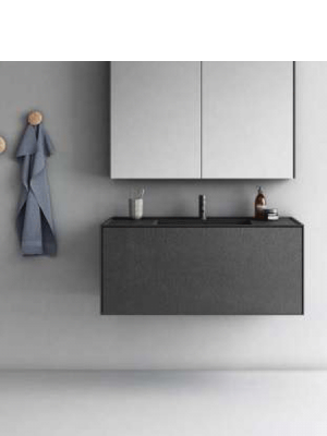Mueble de baño suspendido bloc de Fiora 800 x 484 x 450 cm. Un mobiliario con lavabo con personalidad propia inspirado en los grandes bloques de material.