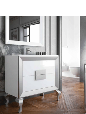 Mueble de baño L-gant Kuadrus 80 cm 2 cajones. Un bonito mueble de baño de fabricación nacional y de calidad premium, realizado con maderas hidrófugas.