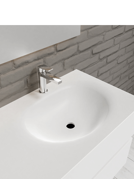 Mueble de baño 120 cm Blanco mate con 2 cajones, lavabo de Solid surface seno derecho con 1 orificio(s) para el grifo. 4 Mueble de baño suspendido Vica 120 white 2 cajones en acabado blanco mate. Un mueble de baño de apertura suave por uñero con encimera seno derecha c/orif.