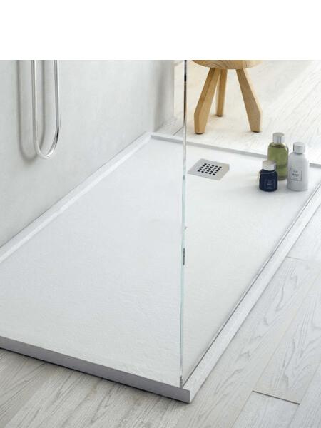 Plato de ducha Fiora enmarcado Silex textura pizarra 90 x 70 x 4 cm. Platos de ducha fabricados en España de gama alta del prestigioso fabricante Fiora.