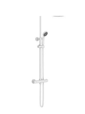 Columna de ducha termostática Madrid acabado blanco mate. Una barra de ducha termostática en el acabado blanco que es tendencia en el diseño.