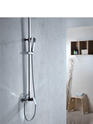 Columna de ducha monomando Santander cromada. Sugerente y atractivo conjunto de ducha monomando con altura regulable y diseño exclusivo.