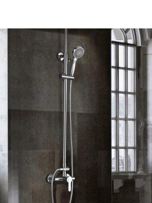 Columna de ducha monomando Valencia cromada. Sugerente y atractivo conjunto de ducha monomando con altura regulable y diseño exclusivo.