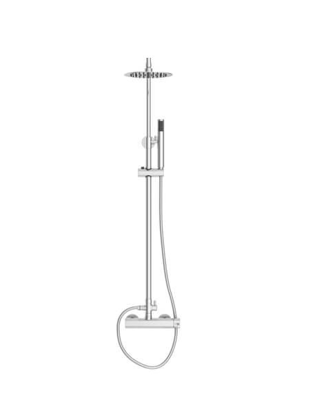 Columna de ducha monomando Toledo cromada. Sugerente y atractivo conjunto de ducha monomando con altura regulable y diseño exclusivo.