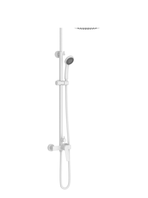 Columna de ducha monomando Castellón blanco mate. Sugerente y atractivo conjunto de ducha monomando con altura regulable y diseño exclusivo.