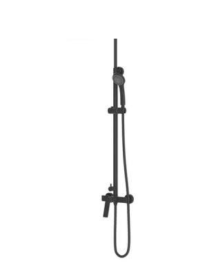 Columna de ducha monomando Castellón negro mate. Sugerente y atractivo conjunto de ducha monomando con altura regulable y diseño exclusivo.