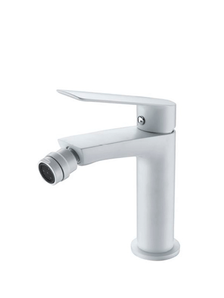Monomando bidé Castellón blanco mate. La grifería Castellón se caracteriza por las suaves curvas que delimitan su contorno.