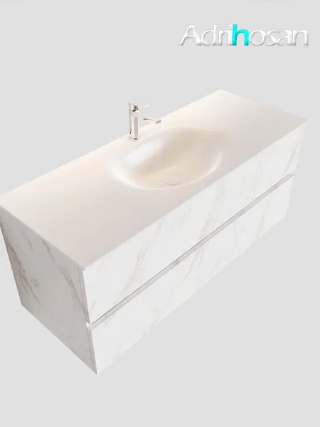 VICA 120cm mueble de baño Cale 4 cajones lavabo MOON Izquierda 1 orificio.
