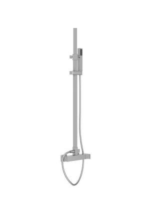 Columna de ducha monomando Lucena cromada. Sugerente y atractivo conjunto de ducha monomando con altura regulable y diseño exclusivo.