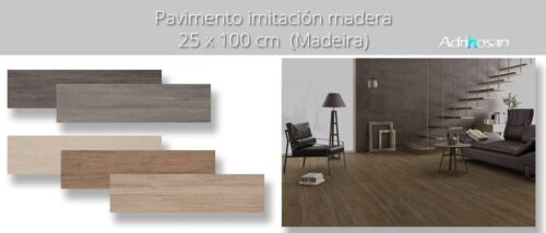 Pavimento porcelánico Madeira 25x100 cm imitación madera.