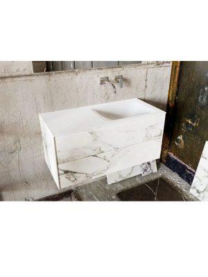 Mueble de baño Vica 100 cm porcelánico Calacatta mat