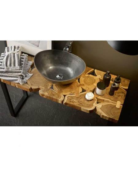 Encimera de madera natural troncos Teka.