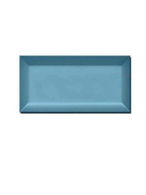 Azulejo tipo metro biselado aqua blue brillo 10X20 cm.