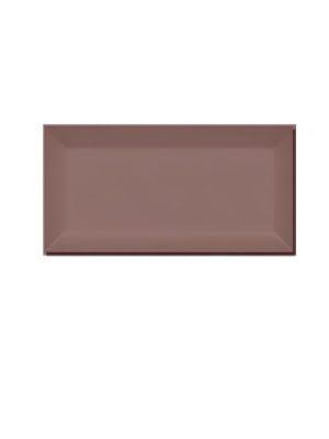 Azulejo tipo metro biselado marrón brillo 10X20 cm.