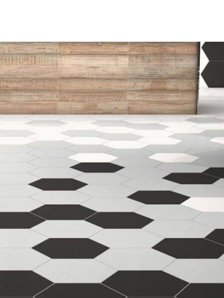 Pavimento hexagonal porcelánico Opal 28.5 x 33 cm.