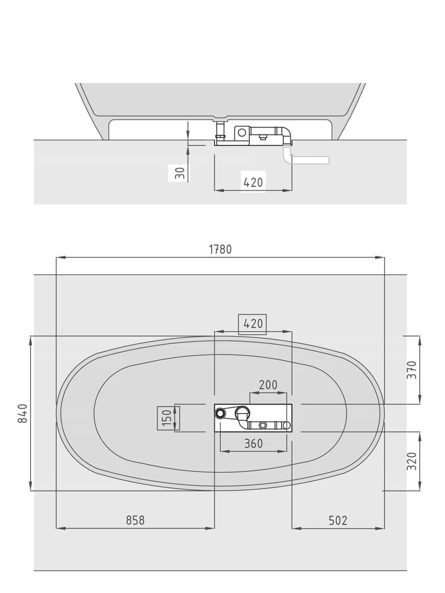 Bañera exenta Solid Surface Guinea 180x85 cm 3 Bañera exenta Solid Surface Guinea 180x85 cm