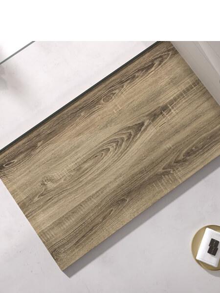 Plato de ducha de resina Gel Coat madera ceniza.