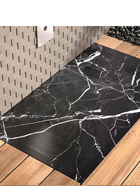 Plato de ducha de resina Gel Coat mármol Negro.