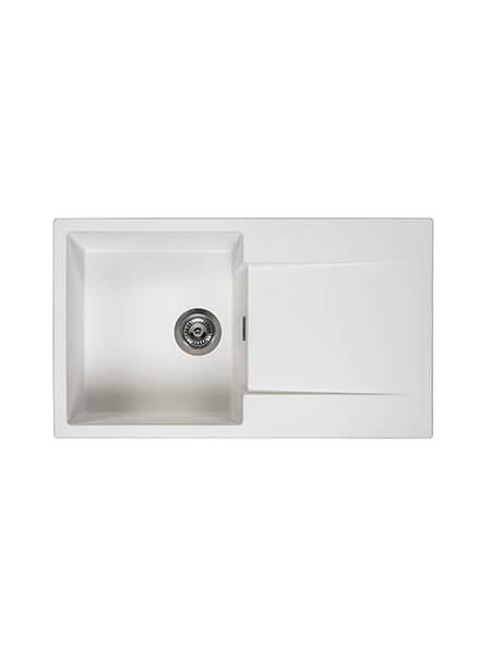 Fregadero Amsterdam 540 sobre encimera 1000x500x200mm 1C+1E 5 Fregadero de cuarzo Amsterdam 10 brillo, seno más escurridera blanco
