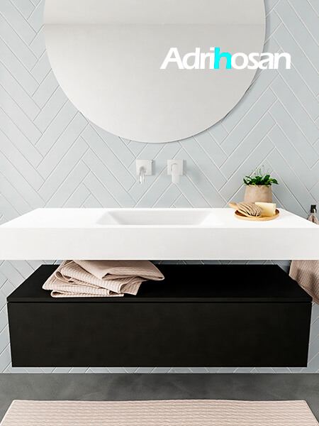 Mueble de baño suspendido moderno con encimera de solid surface