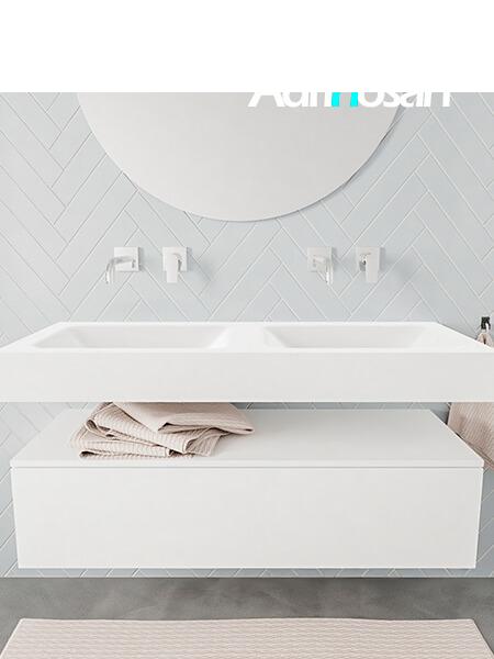 Mueble de baño suspendido moderno con encimera de solid surface
