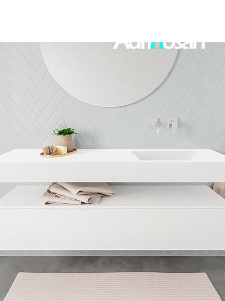 Mueble de baño suspendido moderno con encimera de solid surface