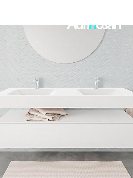 Mueble de baño suspendido moderno con encimera de solid surface