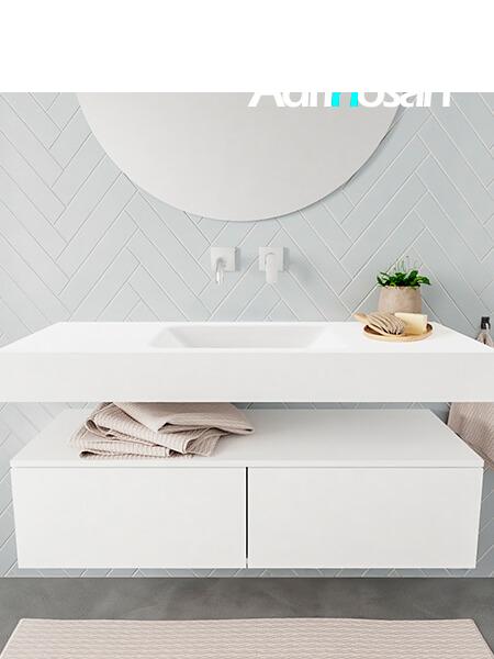 Mueble de baño suspendido moderno con encimera de solid surface