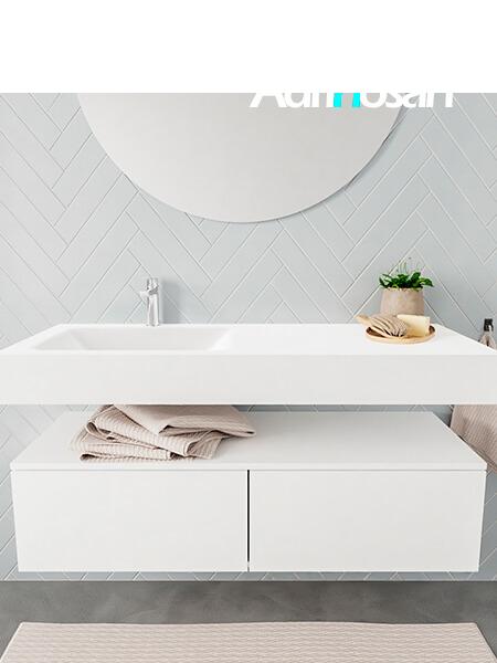 Mueble de baño suspendido moderno con encimera de solid surface